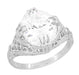 Art Deco Filigree Engraved Oval Cubic Zirconia ( CZ ) Statement Ring in Sterling Silver - 7 Carats