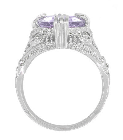 Art Deco Oval Filigree Rose de France Statement Ring in Sterling Silver | 4.5 Carats - Item: SSR157RF - Image: 4