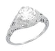 Art Deco Cubic Zirconia ( CZ ) Engraved Filigree Promise Ring in Sterling Silver