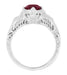 Art Deco Engraved Filigree 1.20 Carat Ruby Promise Ring in Sterling Silver