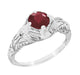 Art Deco Engraved Filigree 1.20 Carat Ruby Promise Ring in Sterling Silver