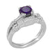 Art Deco Hearts and Clovers Amethyst Solitaire Promise Ring in Sterling Silver