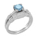 Art Deco Hearts and Clovers 1 Carat Solitaire Sky Blue Topaz Promise Ring in Sterling Silver