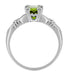 Art Deco Hearts and Clovers 1 Carat Peridot Solitaire Promise Ring in Sterling Silver