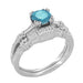 Art Deco Hearts and Clovers 1 Carat Swiss Blue Topaz Solitaire Promise Ring in Sterling Silver