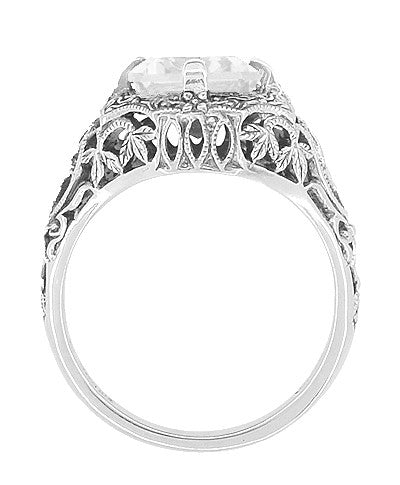 Art Deco White Topaz Filigree Ring in Sterling Silver - Item: SSR16WT - Image: 2