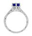 Crown Filigree Scrolls Art Deco Lab Created Blue Sapphire Promise Ring in Sterling Silver