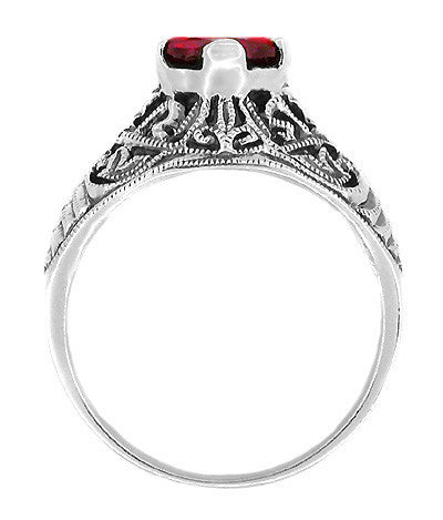 Edwardian Filigree Ruby Promise Ring in Sterling Silver | 1.5 Carats - Item: SSR1R - Image: 2