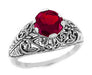 Edwardian Filigree Ruby Promise Ring in Sterling Silver | 1.5 Carats