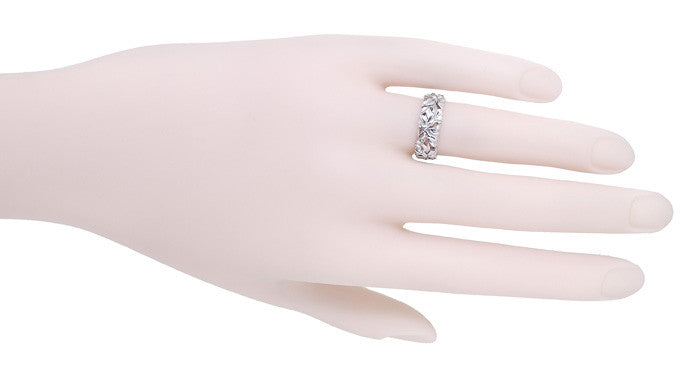 Sterling Silver Filigree Calla Lilies Band- 6.6mm Wide Floral Ring - Item: SSR242 - Image: 2
