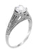 Art Deco Cubic Zirconia ( CZ ) Filigree Engraved Promise  Ring in Sterling Silver | 1.45 Carats