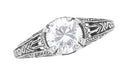 Art Deco Cubic Zirconia ( CZ ) Filigree Engraved Promise  Ring in Sterling Silver | 1.45 Carats