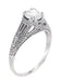 Art Deco White Topaz Filigree Engraved Promise Ring in Sterling Silver