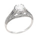 Art Deco White Topaz Filigree Engraved Promise Ring in Sterling Silver