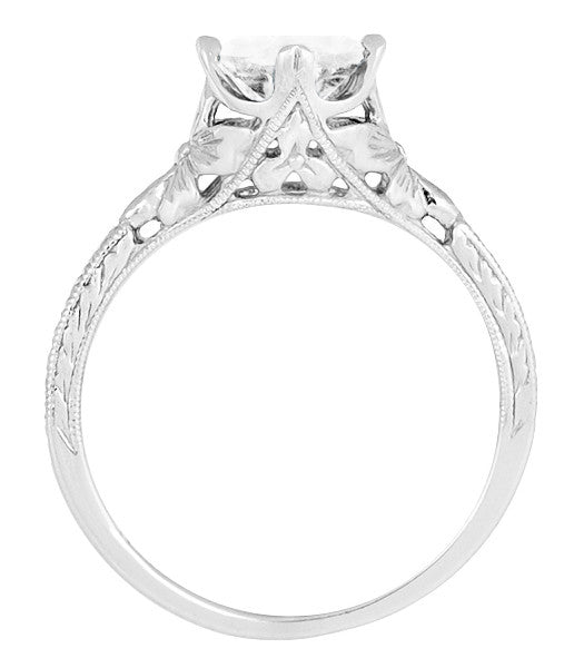 Engraved Flowers Art Deco Filigree White Topaz Promise Ring in Sterling Silver - Item: SSR356WT - Image: 3