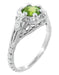 Art Deco Filigree Flowers Sterling Silver Peridot Promise Ring
