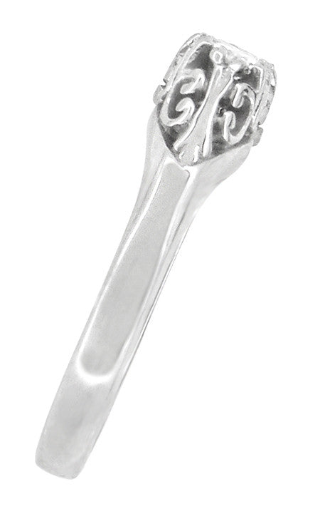 Art Deco Filigree Sterling Silver White Sapphire Three Stone Ring - Item: SSR890WS - Image: 3