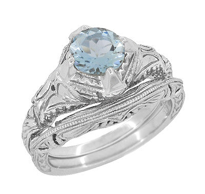 Art Deco Filigree and Wheat Engraved Curved Wedding Ring in Sterling Silver - Item: SSWR161 - Image: 5