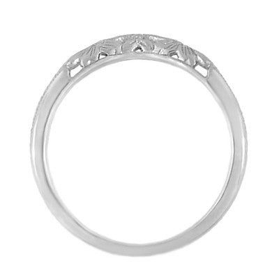 Contoured Art Deco Flowers and Wheat Engraved Filigree Wedding Band in Sterling Silver - Item: SSWR356 - Image: 4