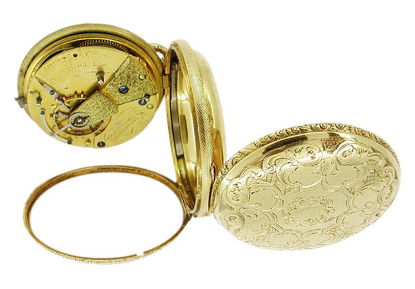 S.I. Tobias & Co., Liverpool Keywind Pocket Watch in 18 Karat Tri Color Gold - Item: PW101 - Image: 4