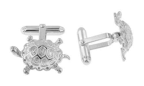 Turtle Cufflinks in Sterling Silver - Item: SCL129 - Image: 2