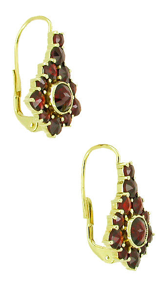 Victorian Bohemian Garnet Earrings in 14 Karat Yellow Gold and Sterling Silver Vermeil - Item: E144 - Image: 2