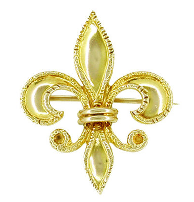 Antique Victorian Fleur de Lis Brooch and Watch Pin in 10 Karat Gold