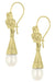 Victorian Fleur de Lys Pearl Drop Earrings in 14 Karat Yellow Gold