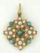 Victorian Turquoise and Pearl Floral Antique Pendant in 18 Karat Gold