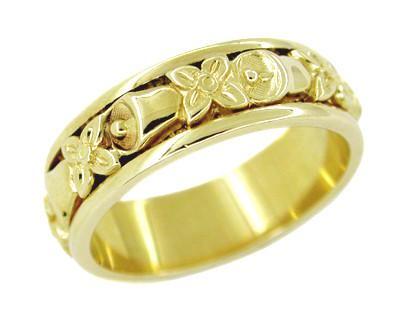 Bells and Flowers Wedding Band in 14 Karat Gold