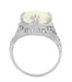 Art Deco Filigree Large White Opal Ring in 14 Karat White Gold
