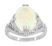 Art Deco Filigree Large White Opal Ring in 14 Karat White Gold