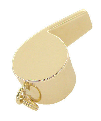 Working Whistle Charm Pendant in 14 Karat Gold - Item: C220 - Image: 3