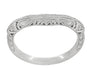 Art Deco Filigree and Wheat Engraved Curved Wedding Ring in Platinum