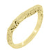 Art Deco Filigree and Wheat Engraved Curved Wedding Ring in 14 Karat Yellow Gold