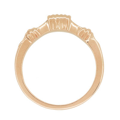 Art Deco Harvest Bands Wedding Ring in 14 Karat Rose ( Pink ) Gold - Curved Band - Item: WR163R - Image: 2