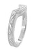 Art Deco Engraved Scrolls and Wheat Curved Wedding Band in 18 Karat White Gold