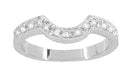 Art Deco Heirloom Carved Scrolls and Wheat Curved Diamond Wedding Band in 18 Karat White Gold