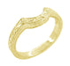 Art Deco Engraved Scrolls and Wheat Curved Wedding Band in 18 Karat Yellow Gold