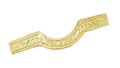 Art Deco Carved Scrolls Contoured Yellow Gold Wedding Band - 14K or 18K - Item: WR199YK14 - Image: 3