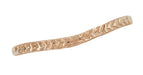 Art Deco Crown of Leaves Curved Filigree Engraved Wedding Band in 14 Karat Rose Gold