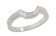 Art Deco Engraved Wheat Curved Wedding Ring in Platinum