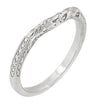 Matching wr356w14 wedding band for Art Deco Engraved Aquamarine and Diamond Filigree Engagement Ring in 14 Karat White Gold