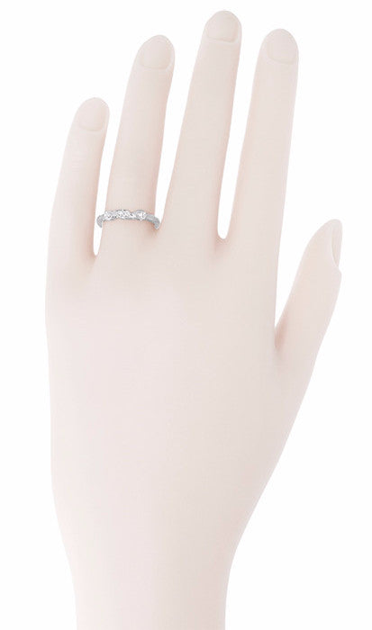 Retro Moderne 1950's Filigree Platinum Diamond Wedding Ring - Item: WR380P - Image: 3