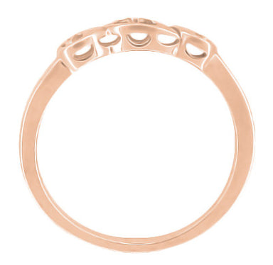14 Karat Rose Gold Mid Century Retro Modern Filigree Diamond Wedding Ring - alternate view