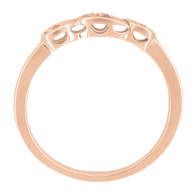 14 Karat Rose Gold Mid Century Retro Modern Filigree Diamond Wedding Ring - Item: WR380R - Image: 2