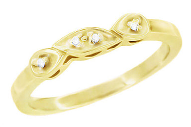 Retro Moderne Simple Vintage Yellow Gold Filigree Diamond Wedding Ring