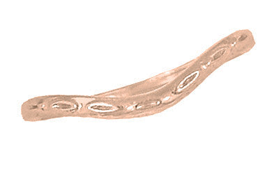 Art Deco Engraved Olive Leaves and Wheat Curved Wedding Band in 14 Karat Rose ( Pink ) Gold - Item: WR419R125 - Image: 4