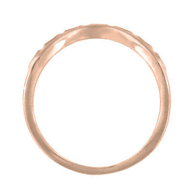 Art Deco Olive Leaves and Wheat Curved Engraved Wedding Ring in 14 Karat Rose ( Pink ) Gold - Item: WR419R2 - Image: 3