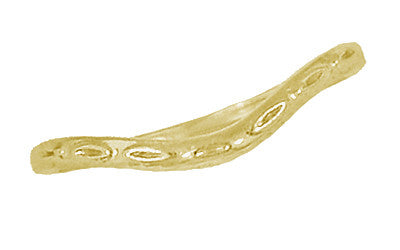 Art Deco Olive Leaves and Wheat Engraved Curved Wedding Band in 14 Karat Yellow Gold - Item: WR419Y125 - Image: 4